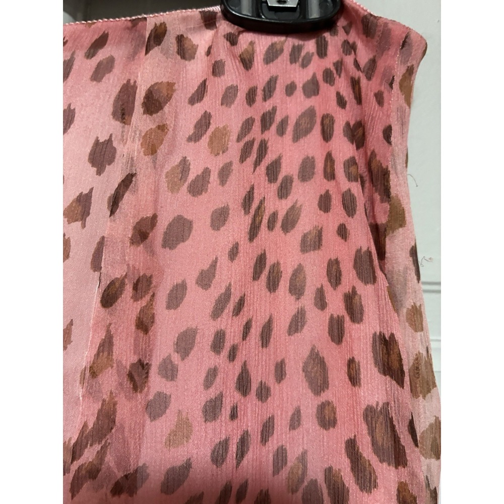 Dana Buchman Women Pink Silk Leopard Print Skirt Ruffle Hem Whimsigoth Y2K Sz 12 - Picture 4 of 9